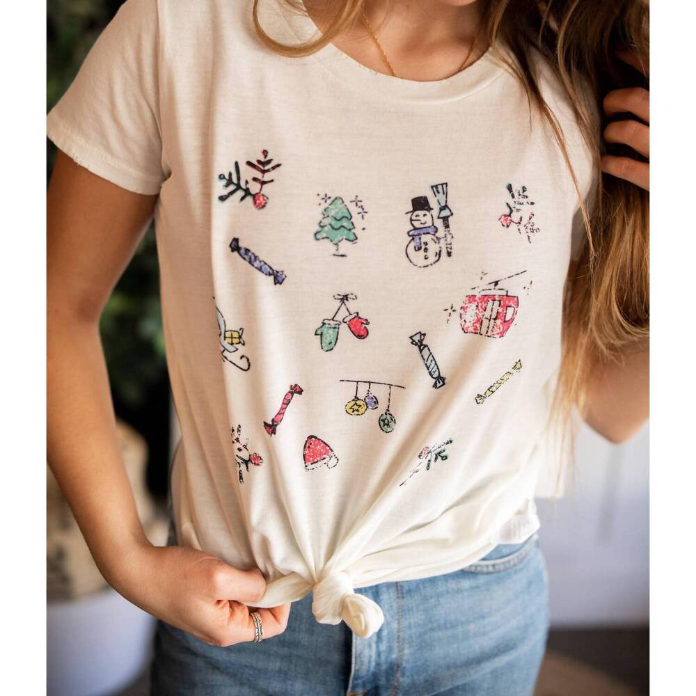 NEW BOAT HOUSE APPAREL holiday doodles t-shirt in white